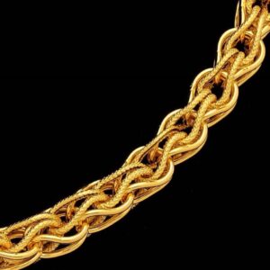 22Kt Real Solid Yellow Gold Hallmark Necklace Interlink Men's Chain 60 Grams