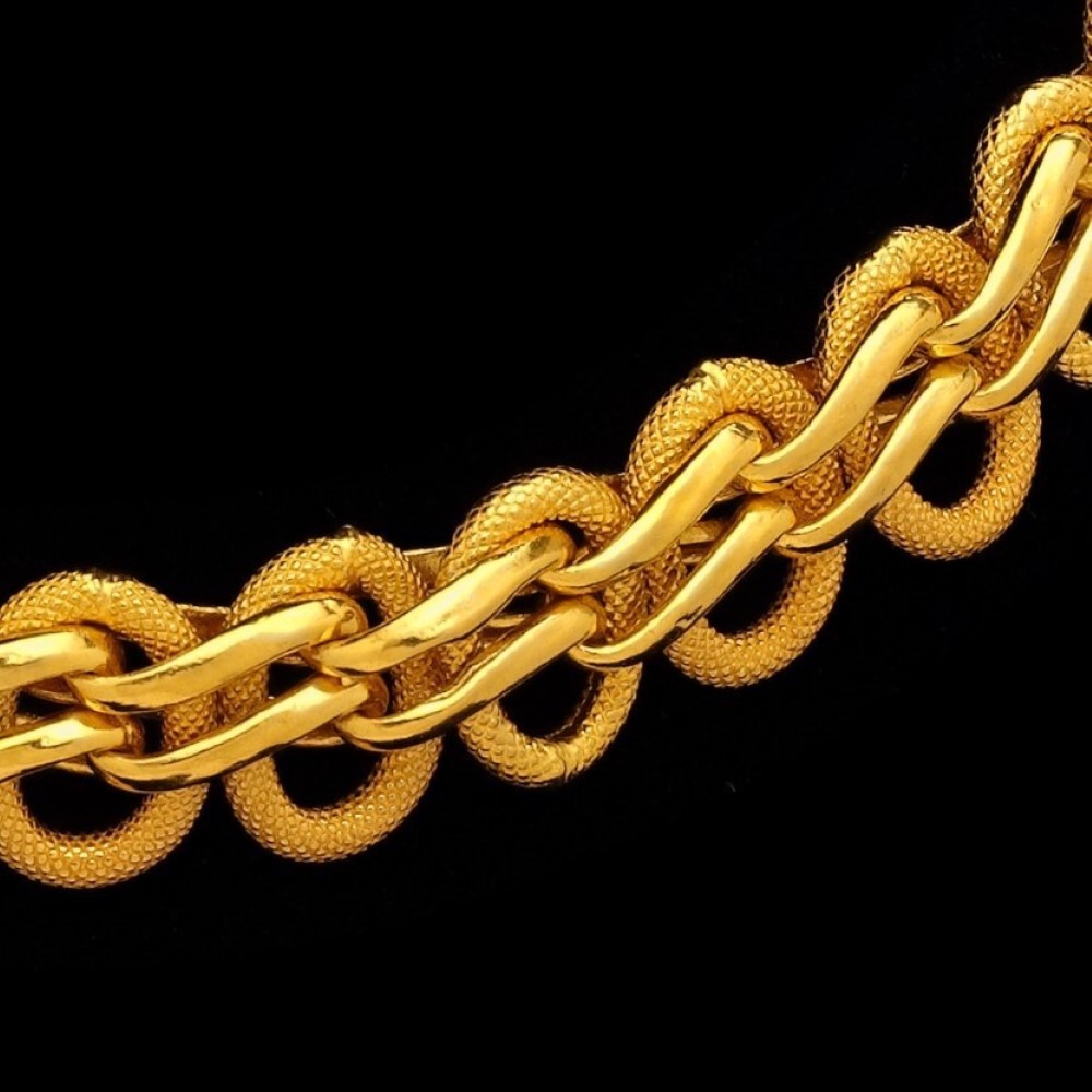 22Kt Real Solid Yellow Gold Hallmark Necklace Interlink Men's Chain 54 Grams