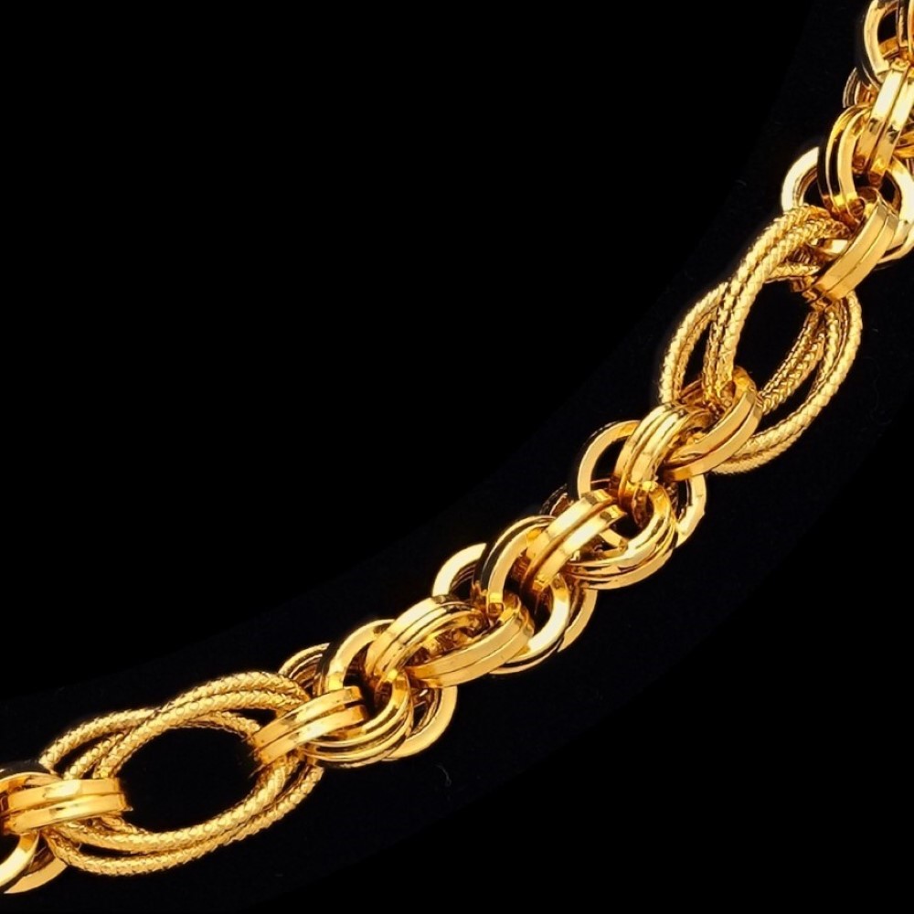 22Kt Real Solid Yellow Gold Hallmark Necklace Luxury Link Men'S Chain 50 Grams