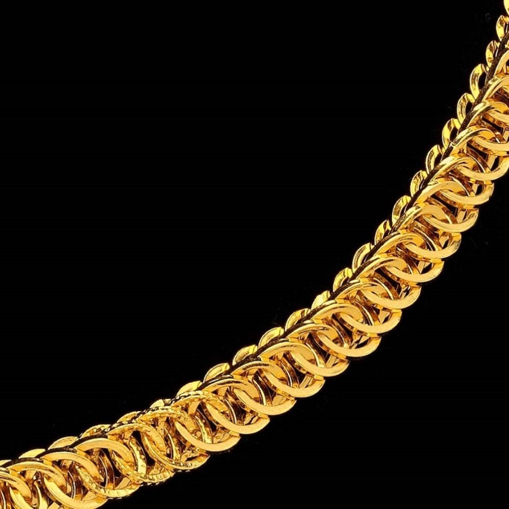 22 Kt Real Solid Yellow Hallmark Gold Necklace Luxury Link Men'S Chain 46 Grams