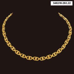 22 Kt Real Solid Yellow Gold Hallmark Necklace Luxury Men'S Link Chain 32 Grams