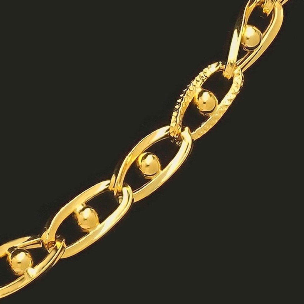 22 Kt Real Solid Yellow Gold Hallmark Necklace Curb Loops Link Chain 28 Grams