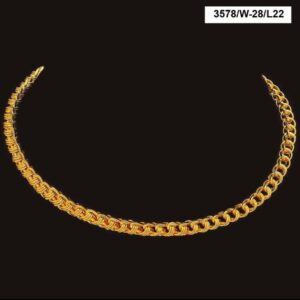 22 Kt Real Solid Yellow Gold Hallmark Necklace Luxury Men'S Dubai Chain 48 Grams