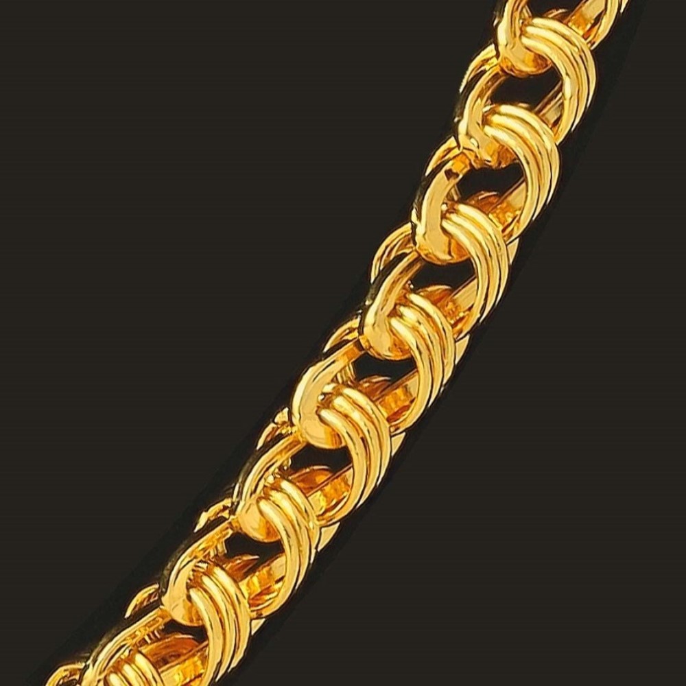 22 Kt Real Solid Yellow Gold Hallmark Necklace Luxury Men'S Dubai Chain 48 Grams