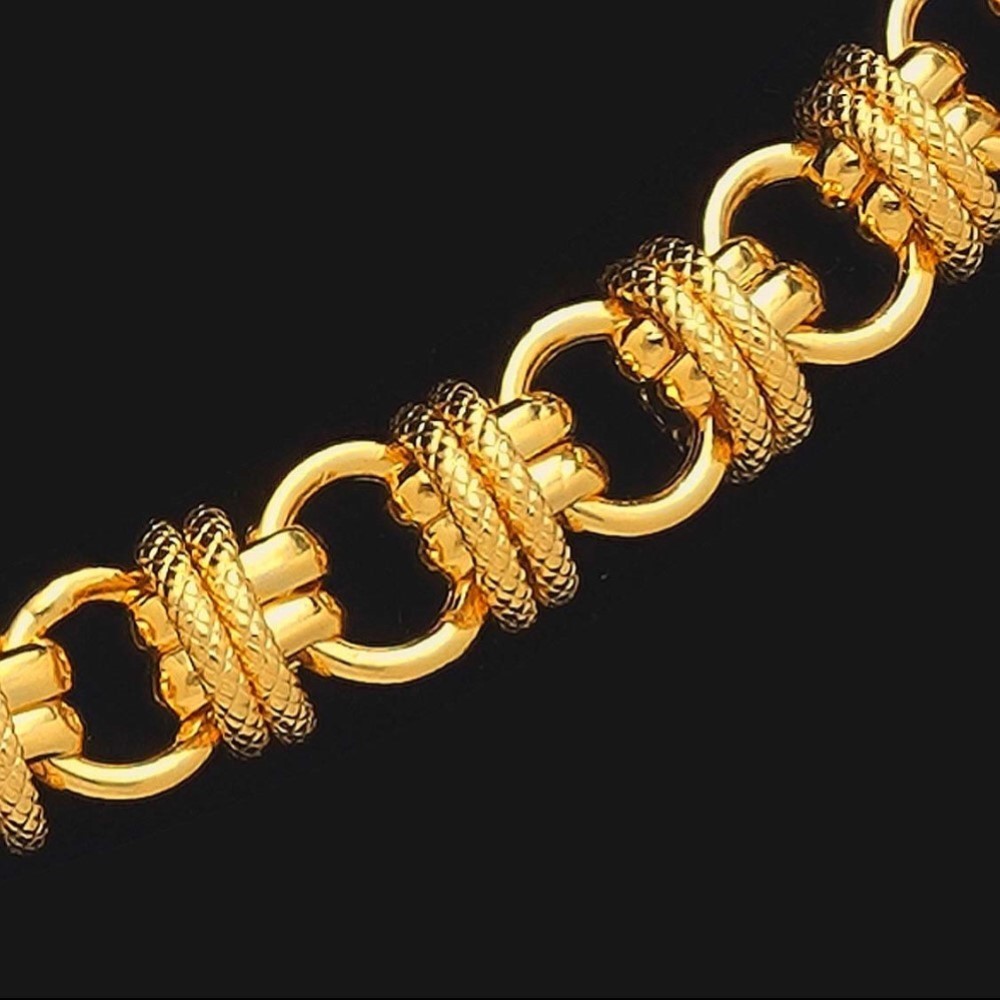 22 Kt Real Solid Yellow Gold Hallmark Necklace Luxury Men'S Dubai Chain 30 Grams