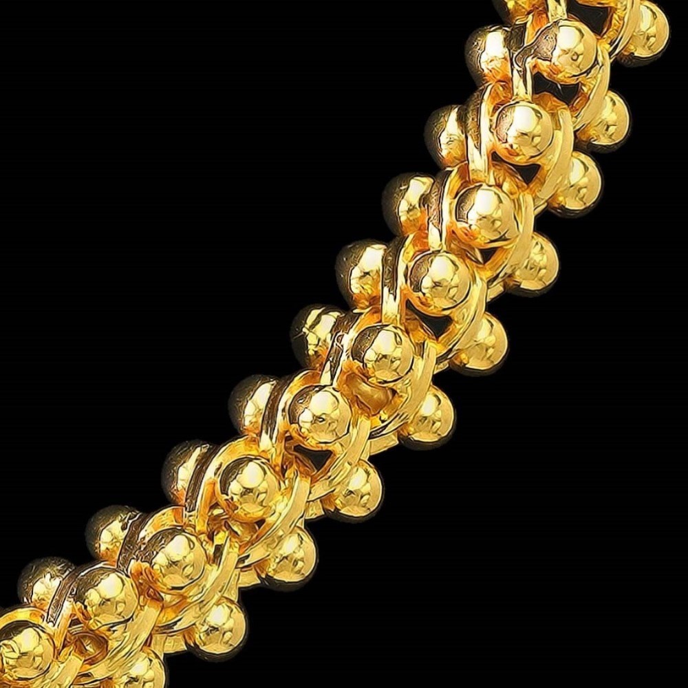 22Kt Hallmark Real Solid Yellow Gold Necklace Men'S Link Balls Chain 48 Grams