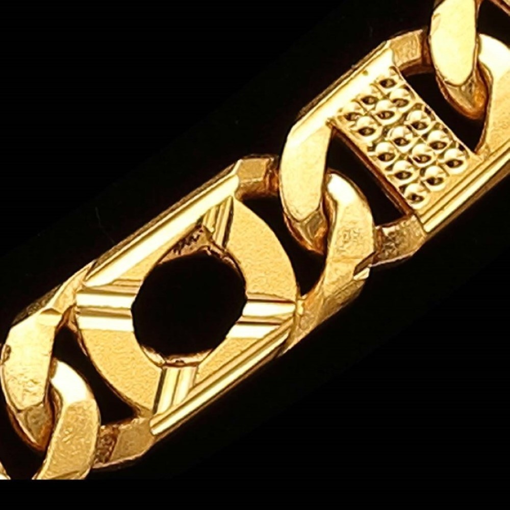 22Kt Hallmark Real Solid Yellow Gold Curb Hip Hop Men'S Necklace Chain 65 Grams