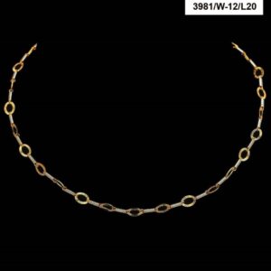 22Kt Hallmark Real Solid Yellow Gold Curb 2 Tone Iced Out Necklace Chain 28 Gm