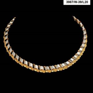 22Kt Hallmark Real Solid Yellow Gold Curb 2 Tone Iced Out Necklace Chain 48 Gm