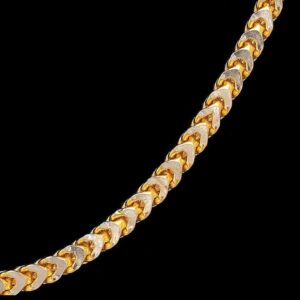 22Kt Hallmark Real Solid Yellow Gold Necklace Hip Hop 2 Tone Curb Chain 34 Gram