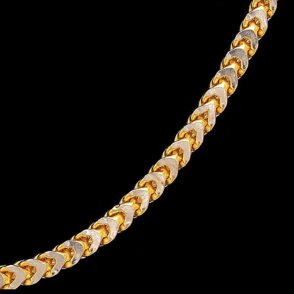 22Kt Hallmark Real Solid Yellow Gold Necklace Hip Hop 2 Tone Curb Chain 34 Gram