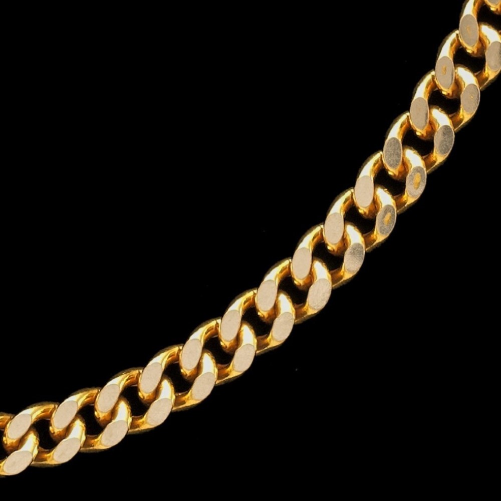 22Kt Solid Yellow Gold Necklace Curb Cuban Miami Men'S Heavy Chain 54 g  22''L