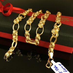 18Kt Real Solid Yellow Gold Curb Cuban Necklace Men'S Chain 23.760 Grams 22''