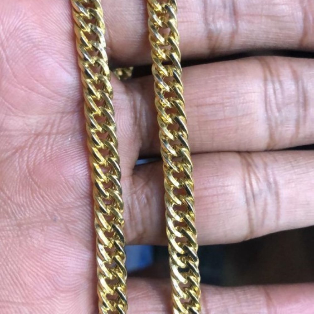 18Kt Hallmark Real Solid Yellow Gold Curb Cuban Necklace Men's Chain 21 Grams