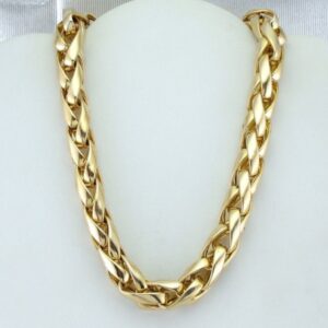 22Kt Yellow Real Gold Wheat Chunky Heavy Men's Necklace Chain 140 Grams 26 Inch