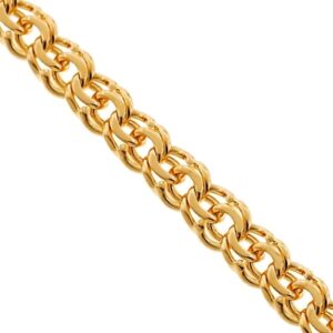 18Kt Yellow Real Gold Bismarck Flat Link Men's Necklace Chain 30 Gms 24 In 7MM