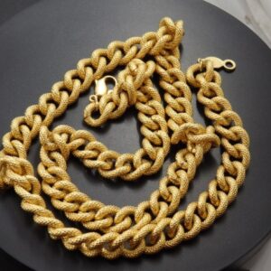 18Kt Yellow Real Gold Chunky Napier Textured Men's Necklace Chain 120 Gms 24 In