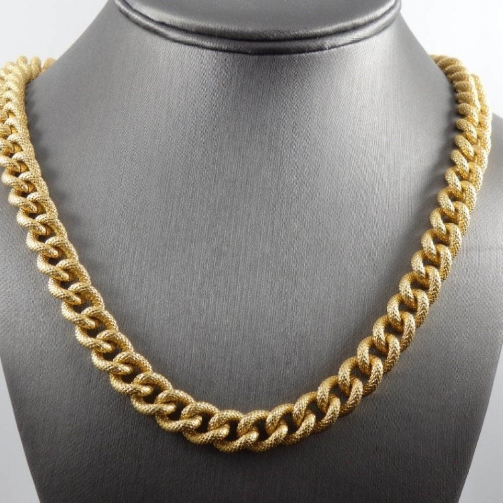 18Kt Yellow Real Gold Chunky Napier Textured Men's Necklace Chain 120 Gms 24 In