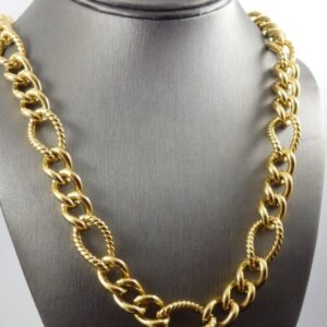 18Kt Yellow Real Gold Trifari Chunky Curb Men's Necklace Chain 100 Grams 24 In