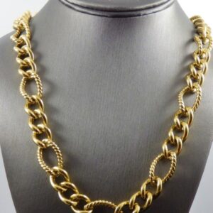 18Kt Yellow Real Gold Trifari Chunky Curb Men's Necklace Chain 100 Grams 24 In