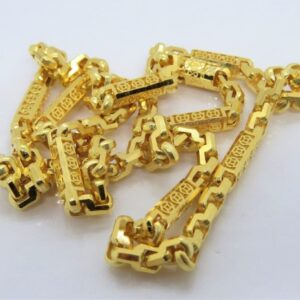18 Kt Yellow Real Gold Anchor Money Coin Link Men's Necklace Chain 50 Gms 24 In