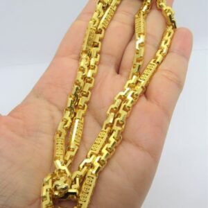 18 Kt Yellow Real Gold Anchor Money Coin Link Men's Necklace Chain 50 Gms 24 In
