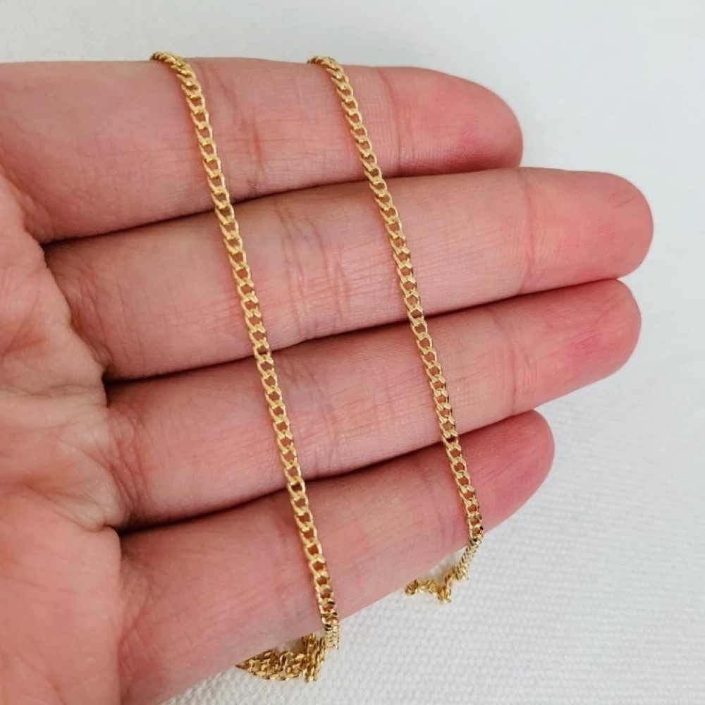 22 Kt Yellow Real Gold Curb Link Men's Necklace Chain 16 Grams 26 Inch Wide 3 MM