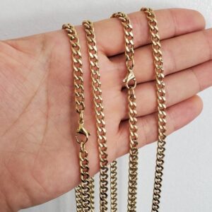 18 Kt Yellow Real Gold Cuban Link Men's Necklace Chain 24 Grams 22 Inch Wide 5MM