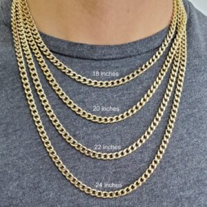 18 Kt Yellow Real Gold Cuban Link Men's Necklace Chain 24 Grams 22 Inch Wide 5MM