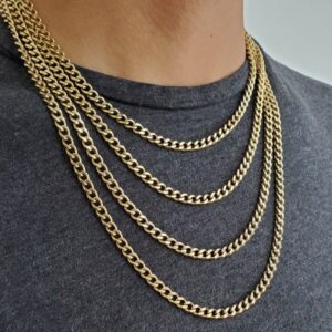 18 Kt Yellow Real Gold Cuban Link Men's Necklace Chain 24 Grams 22 Inch Wide 5MM