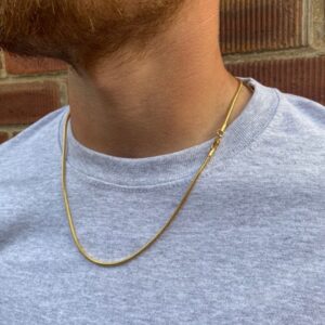 18 Kt Yellow Real Gold Snake Men's Necklace Chain 16 Grams 20 Inch Wide 2 MM