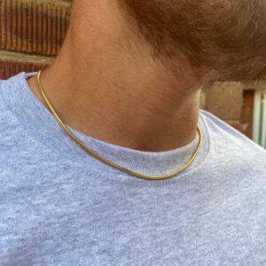 18 Kt Yellow Real Gold Snake Men's Necklace Chain 16 Grams 20 Inch Wide 2 MM