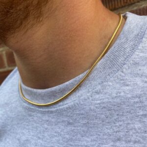 18 Kt Yellow Real Gold Snake Men's Necklace Chain 16 Grams 20 Inch Wide 2 MM