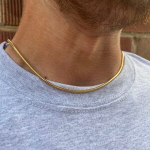 18 Kt Yellow Real Gold Snake Men's Necklace Chain 16 Grams 20 Inch Wide 2 MM
