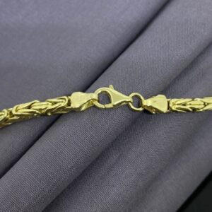 18 Kt Yellow Real Gold Byzantine Men's Necklace Chain 24 Grams 22 Inch Wide 4 MM