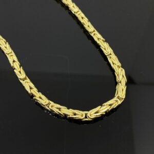 18 Kt Yellow Real Gold Byzantine Men's Necklace Chain 24 Grams 22 Inch Wide 4 MM
