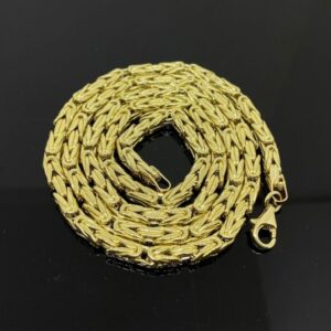 18 Kt Yellow Real Gold Byzantine Men's Necklace Chain 24 Grams 22 Inch Wide 4 MM