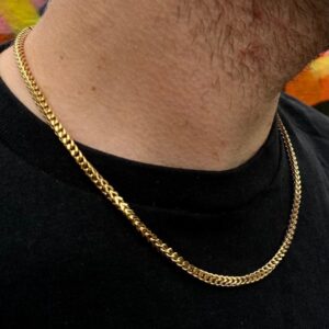 18 Kt Yellow Real Gold Link Franco Men's Necklace Chain 26 Gms 22 Inch Wide 4 MM