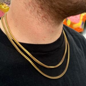 18 Kt Yellow Real Gold Link Franco Men's Necklace Chain 26 Gms 22 Inch Wide 4 MM