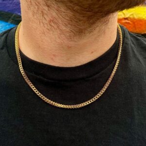 18 Kt Yellow Real Gold Link Franco Men's Necklace Chain 26 Gms 22 Inch Wide 4 MM