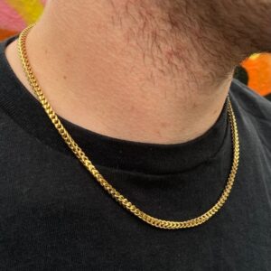 18 Kt Yellow Real Gold Link Franco Men's Necklace Chain 26 Gms 22 Inch Wide 4 MM