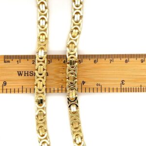 18 Kt Yellow Real Gold Byzantine Men's Necklace Chain 70 Grams 24 Inch Wide 7 MM