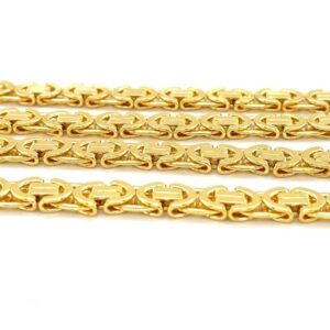 18 Kt Yellow Real Gold Byzantine Men's Necklace Chain 70 Grams 24 Inch Wide 7 MM
