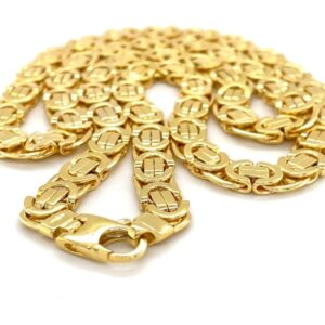 18 Kt Yellow Real Gold Byzantine Men's Necklace Chain 70 Grams 24 Inch Wide 7 MM
