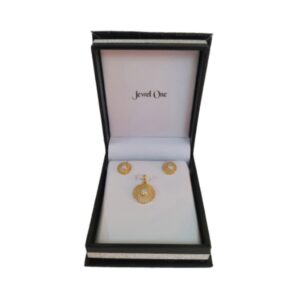 18 Kt Real Solid Yellow Gold Wedding Women's Necklace Set Earrings & Pendant CZ
