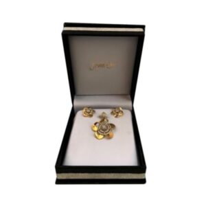 22 Kt Solid Yellow Gold Women's Fine Jewelry Necklace Set Earrings & Pendant CZ