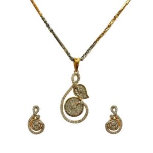 22K Solid Yellow Gold Wedding Women's Jewelry Set Earrings & Pendant Necklace CZ