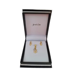 18Kt Solid Yellow Gold Wedding Women Jewelry Necklace Set Earrings & Pendant CZ