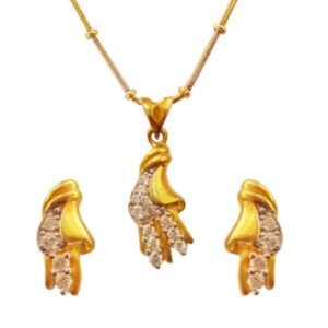 18Kt Solid Yellow Gold Wedding Women Jewelry Necklace Set Earrings & Pendant CZ
