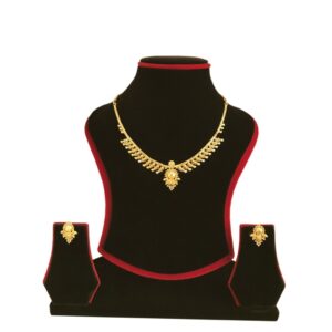 18 Kt Real Solid Yellow Gold Wedding Wear Necklace Earrings Jewelry Set 19.100 g